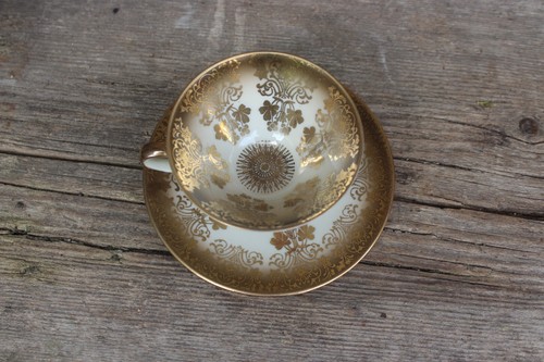 Mokkatasse elfenbein golddekor - mokkatasse,