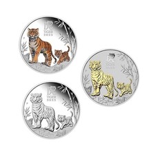 2022 LUNAR SERIES III YEAR OF THE TIGER  3er Coin  je 1oz Silber