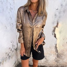 Damen Tunika Glänzend Bluse