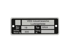 Typenschild (Aluminium) - für SR59 Berliner Roller