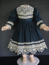 Blaue Seidenrobe Für Antike Puppe 62-64 CM - Antike Puppenkleid 25"