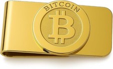Geldklammer BTC coin Geldclip Geldscheinklammer Geldspange BTC echt vergoldet 