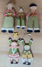 3 Kantenhocker + 2 Anhänger aus Holz, Bauernhof 