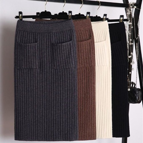 Damen midi strickrock hoch - damen,