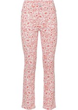 Stretch-Hose mit floralem Druck Gr. 42 Weiß/Signalrot Floral Damenhose Pants Neu