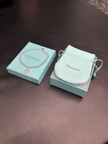 Tiffany pink heart tag bead - heart,