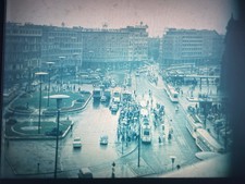Originaldia Straßenszene Verkehrsknoten in Frankfurt - Juli 1958