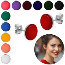1 Paar runde Ohrstecker Ohrringe Edelstahl Acryl viele Farben glänzend Ø 10 mm