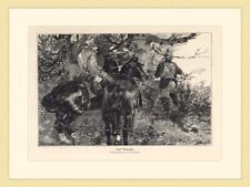 Auf Vorposten Reiter Originalzeichnung von Th. Rocholl Holzstich GL II 305