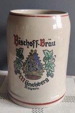 Bischoff-Bräu Münchberg, 0,5  Liter Tonkrug farbig, sehr gute Erhaltung