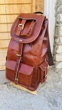 Tasche Leder Rucksack Backpack 16'' Reise Vintage Neu Herren Braun Laptop Sch...