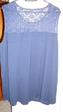 Shirt Top Trägertop *MIAMODA*Tunika Damen XXL Gr.54 Bluse Tank Spitzetop marine*