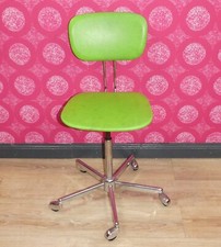 70er Jahre Bürostuhl Drehstuhl Drehfuß Chrom KNALLGRÜN höhenverstellbar rollbar
