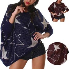 Damen Glitzer Pullover Sterne