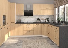 U-Form Küchenzeile CASELLA Einbauküche Holzoptik Farbe & Ausführung wählbar