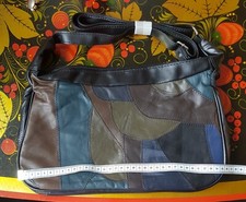 Patch-Ledertasche multicolor, Vintage Stil ,Soft Weiche Echte Leder 