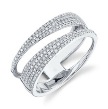 Diamant Pavé Offen Wrap Cocktail Ring 14K Weiss Gold Natur Rund Schliff 0.45ct