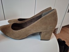 TAMARIS Schuhe Damen Gr. 38, Pumps,  Halbschuh, Taupe, Echt Leder, Wildleder