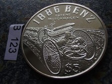 Liberia 5 Dollar 1/2 oz Unze Silber Münze PP 1995 Patent Motorwagen 1886 Benz