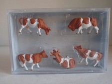 Preiser Tiere Kühe braun weiß Bauernhof Haustiere 14155 H0 1:87 OVP #2
