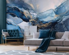 Fototapete Marmor Stein Modern Blau Gold Rosa  VLIES TAPETE XXL + KLEISTER 455