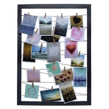 Fotohalter schwarz 75x55 cm - Gummileine mit 20 Klammern - Foto Bilder Rahmen