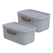 ROTHO 2er-Set Aufbewahrungsbox mit Deckel 12L Maloja Kunststoffbox Stapelbox Box