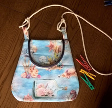 Klammerbeutel Klammerkleid m Kordel Handarbeit Handmade Unterwasserwelt Maritim