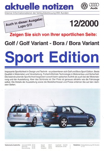Notizen golf sport edition - vw,