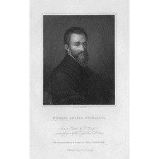 MICHELANGELO Maler, Architekt & Dichter der Renaissance - antiker Druck 1833