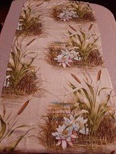 2 x Original 60er Jahre Stoff Gardinen Vorhänge Vorhang, Seerosen