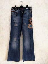 Damen, Jeans, Schlaghose, Desigual, flare, Gr 26, Hippie, bestickt