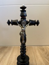 Schwarzes Kreuz Mit Messing Jesus Vintage leichte Beschädigung