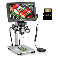 Elikliv Digitalmikroskop 7Zoll LCD Mikroskop 12MP 1-1200X mit 2 Fülllichtern 32G