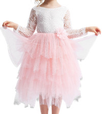 Angel Long Tüllkleid für Mädchen – Festkleid mit Spitze, Perfekt für Hochzeiten