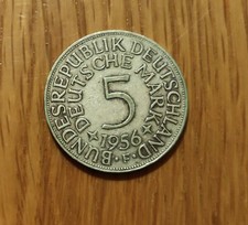 5 DM Deutsche Mark Münze 1956 F
