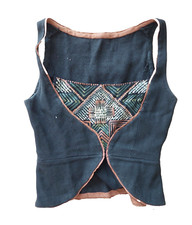 Korsage Top schwarz braun XS S Kostümfundus Theater Bühne Vintage Oberteil