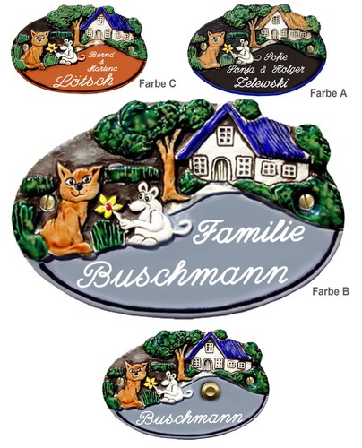 Katze-Keramikschild-Türschild