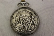 Antike Taschenuhr mit Segler Fischer Motiv pocket watch