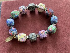 Armband Modelliermasse a la Murano Millefiori mehrfarbig mit Gummi