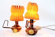 2x Stück 70er Jahre Lampe Leuchte Schreibtisch Tischlampe Papier Tütenlampe