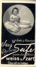 Baby Seife Sarg Glycerin weiss u.zart Überall zu haben 1904