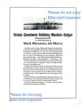 Portland Zement Werk Weisenau XL Reklame 1927 Historie Mainz Heidelberg +
