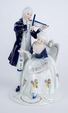 Royal Dux Bohemia Porzellanfigur Rokoko Musizierendes Paar Kobalt Blau NEUWERTIG