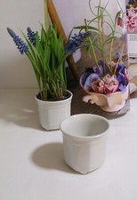 2x Porzellan Übertopf 4-Fuß klein für 5,5 cm Blumentopf shabby weiß Deko Vintage
