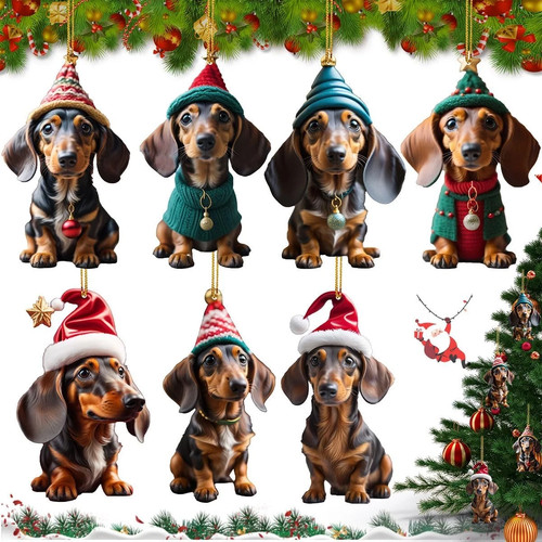 7er set dackel weihnachtsbaum - set,