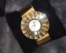 Jacques Lemans Damen Uhr Gold mit großen Glitzersteine ungetragen OVP