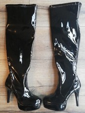 Lack Stiefel Schwarz High Heels Pumps Hoher Absatz Overknee Neu Mit Etikett Top