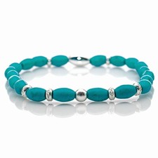 Türkis 925 Sterling Silber Armband Bracelet Perlenarmband Beads Kugel grün 6mm 