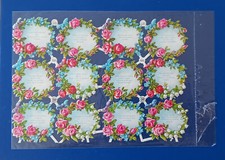 alter Glanzbilder-Bogen PZB Nr. 1352 Schmetterlinge, Blumen, Rosen